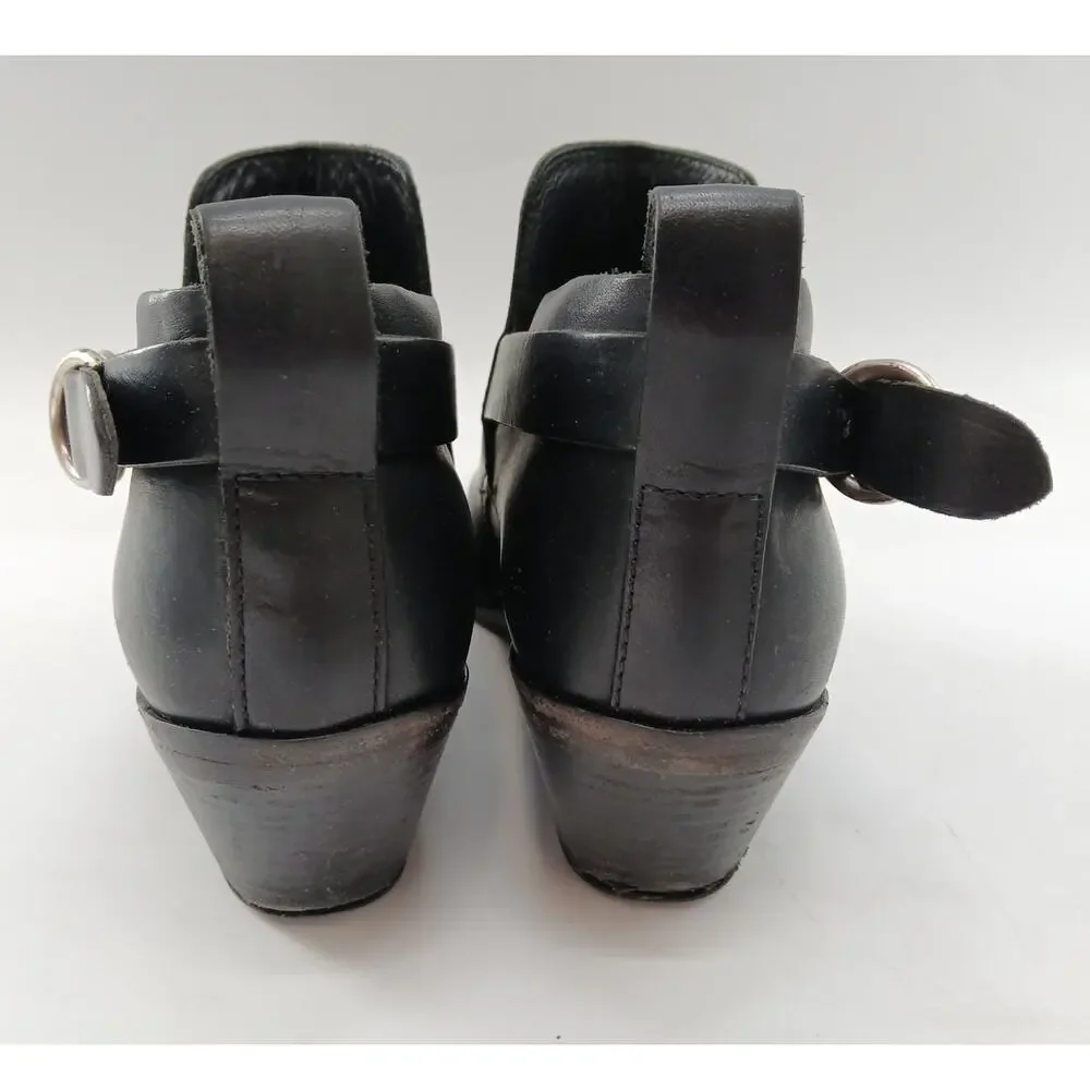 Rag & Bone Leather Sullivan Ankle Moto Boots Pointed Toe Womens EU37 US6 Black